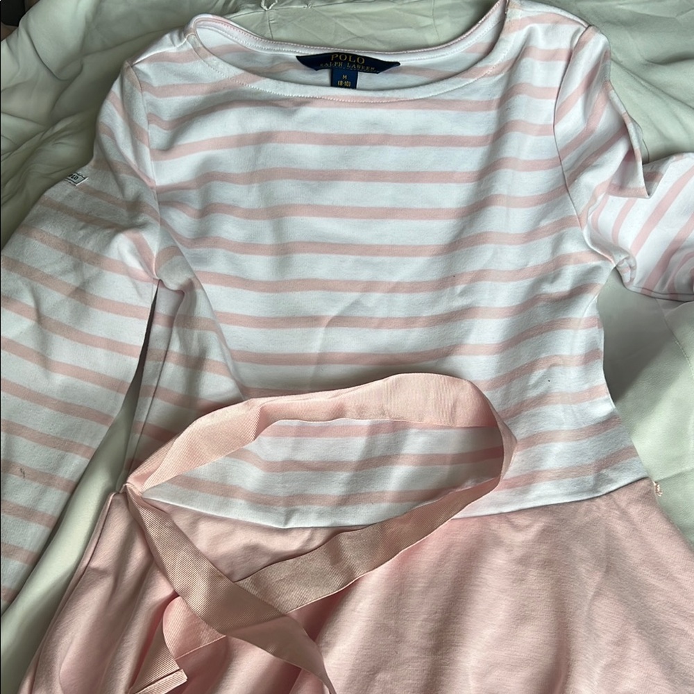 Pink and White Striped Long Sleeve dress - Picture 3 of 4